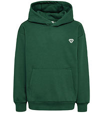 Hummel Hættetrøje - HmlJR - Mørkegrøn m. Logo Hummel Hættetrøje - HmlJR - Mørkegrøn m. Logo
