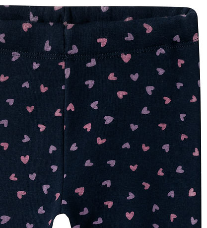 Name It Leggings m. Fleece - NmfDavina - Dark Sapphire/Heart AOP