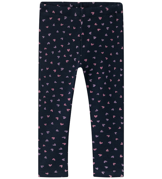 Name It Leggings m. Fleece - NmfDavina - Dark Sapphire/Heart AOP