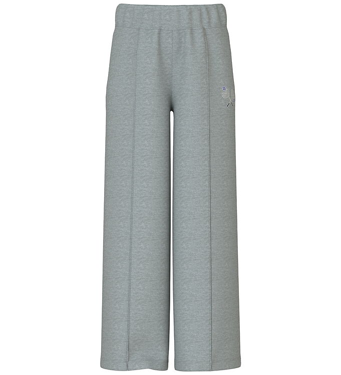 Name it Sweatpants - NkfVenus - Gråmeleret/ Heart Rackets