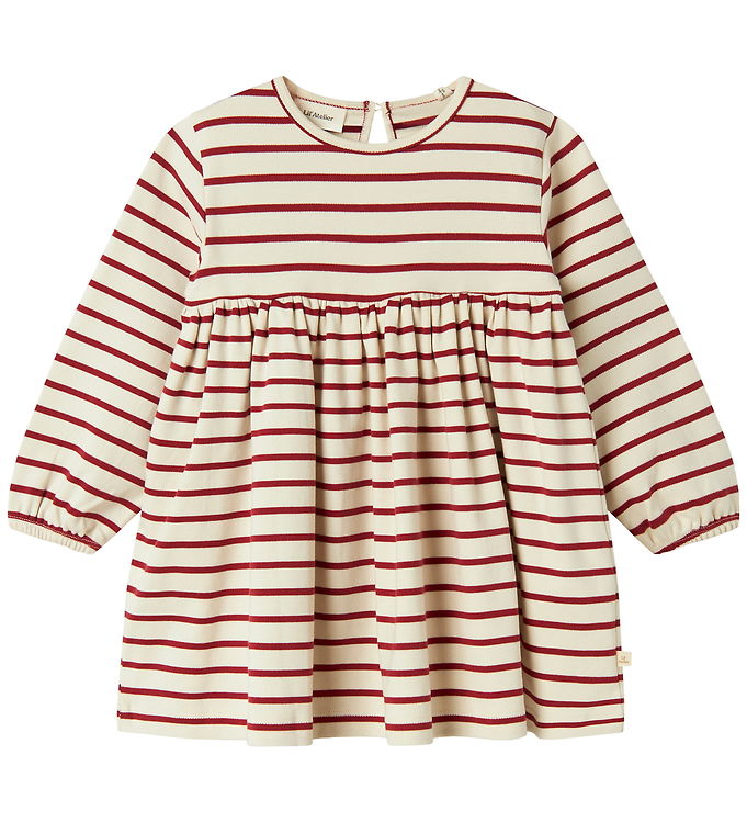 Lil' Atelier Kjole Turtledove Med Røde Striber - Str. 6y 116cm
