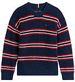 Tommy Hilfiger Bluse - Strik - Dark Night Navy Multi Stripe Tommy Hilfiger Bluse - Strik - Dark Night Navy Multi Stripe