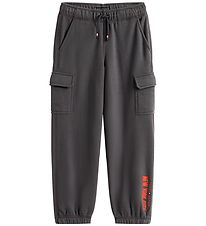 Tommy Hilfiger Sweatpants - Cargo - Washed Black m. Orange Tommy Hilfiger Sweatpants - Cargo - Washed Black m. Orange