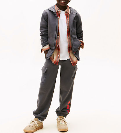 Tommy Hilfiger Sweatpants - Cargo - Washed Black m. Orange