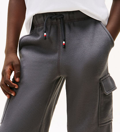 Tommy Hilfiger Sweatpants - Cargo - Washed Black m. Orange