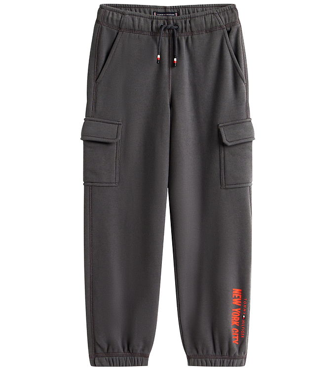 Tommy Hilfiger Sweatpants - Cargo - Washed Black m. Orange