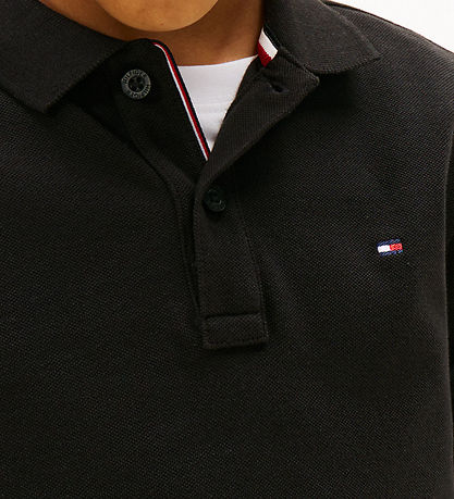 Tommy Hilfiger Polobluse - Piqué - Sort m. Logo