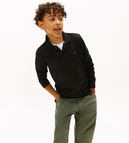 Tommy Hilfiger Polobluse - Piqué - Sort m. Logo