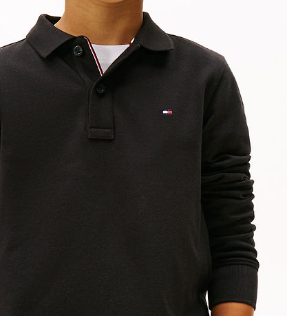 Tommy Hilfiger Polobluse - Piqué - Sort m. Logo
