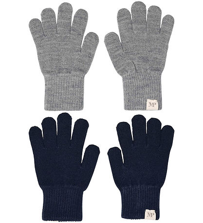 MP Handsker - Uld - Comfy - 2-pak - Mix Lysegråmeleret/Peacoat B