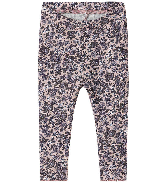 Name It Leggings Burnished Lilac Med Blomsterprint - Str. 0m 50cm
