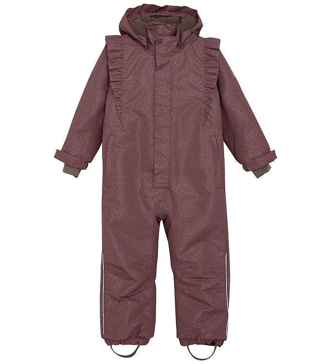 En Fant Flyverdragt - Rosa Taupe m. Guldprikker/Flæser