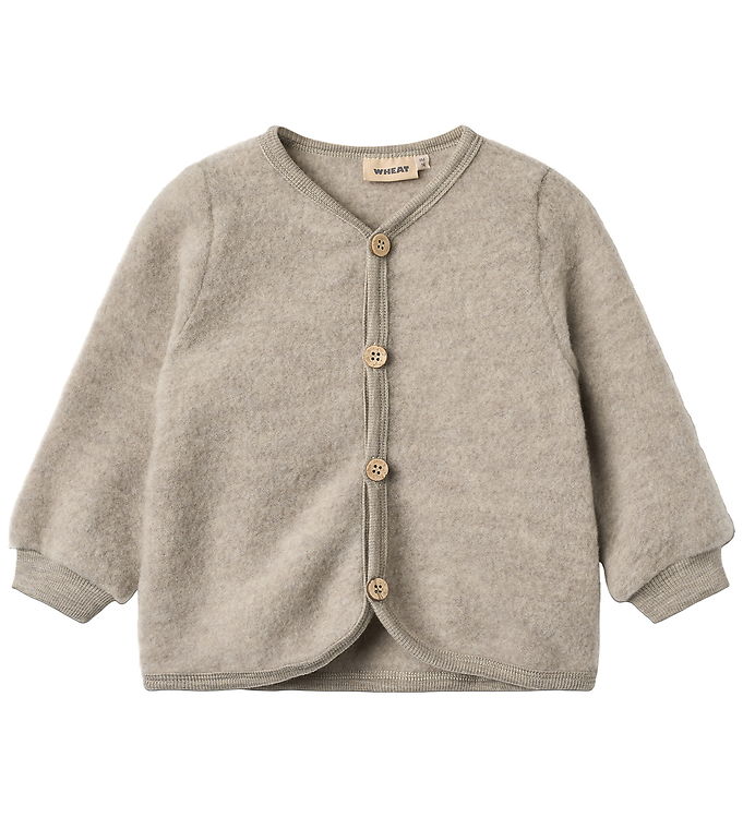 Wheat Cardigan - Uldfleece - Kari - Khaki Melange