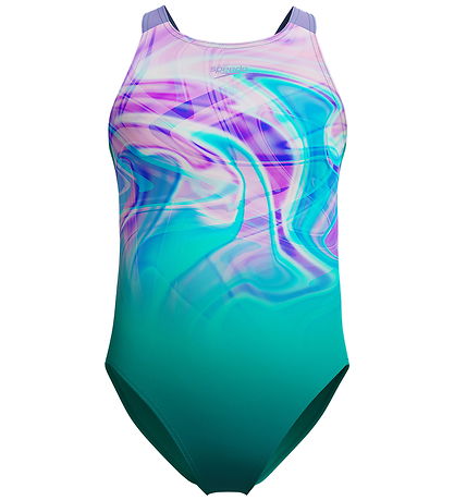 Speedo Badedragt - Printed Pulseback - Grøn/Pink