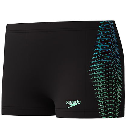 Speedo Badebukser - Plastisol Placement - Sort m. Grøn Speedo Badebukser - Plastisol Placement - Sort m. Grøn