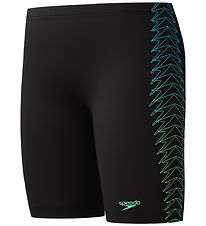 Speedo Badebukser - Plastisol Placement - Sort m. Grøn Speedo Badebukser - Plastisol Placement - Sort m. Grøn