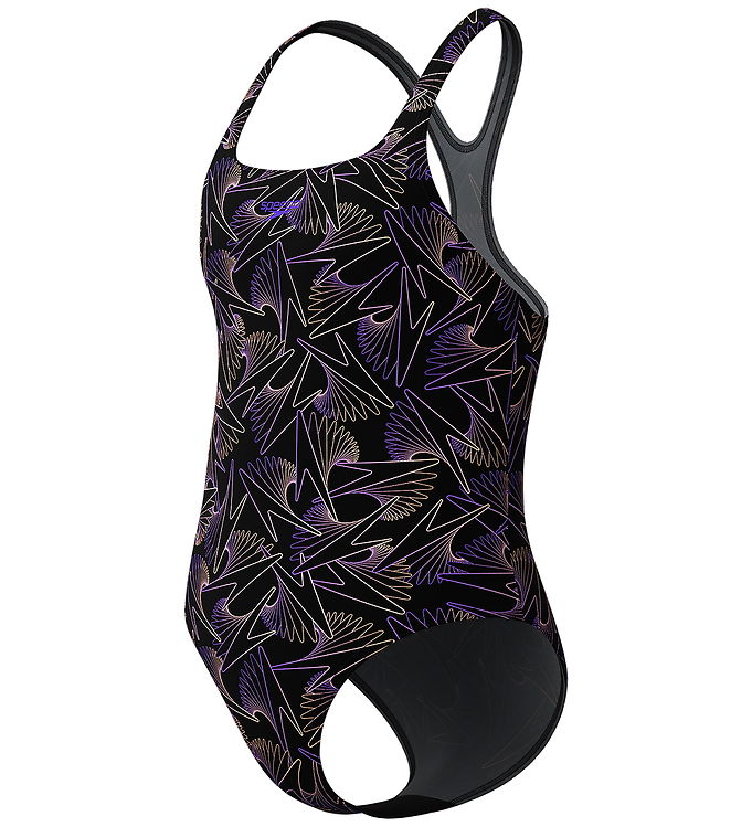 Speedo badedragt til piger - Hyperboom Allover Medalist - Sort/lilla