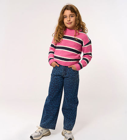 The New Jeans - Wide Fit - TnPrima - Medium Blue Denim/Leo