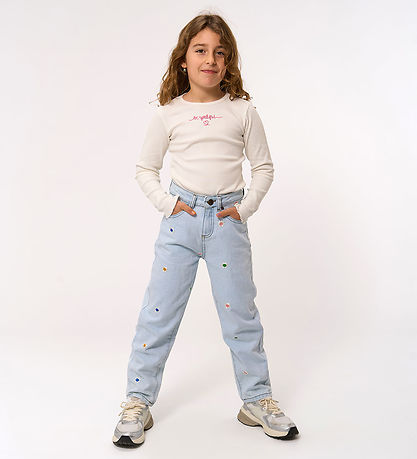 The New Jeans - Mom Fit - TnPorcha - Light Blue Denim m. Blomste