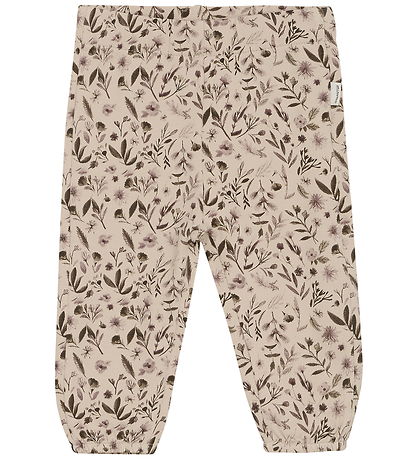 Minymo Sweatpants - Smoke Gray m. Blomster Minymo Sweatpants - Smoke Gray m. Blomster