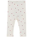 Minymo Leggings - Rib - Eggnog m. Hjerter Minymo Leggings - Rib - Eggnog m. Hjerter