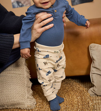 Minymo Sweatpants - Oxford Tan m. Arbejdsmaskiner