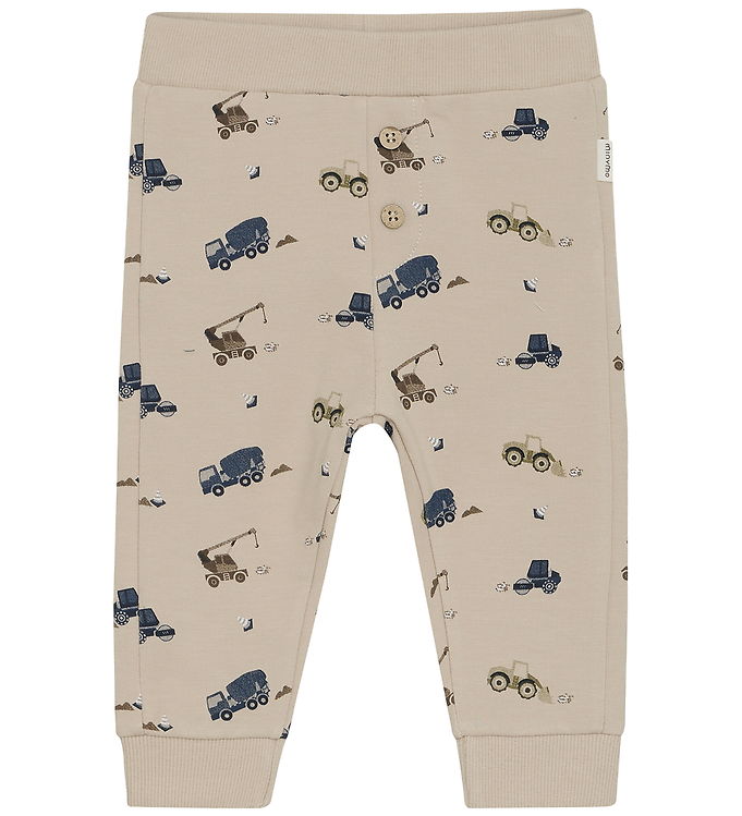 Minymo Sweatpants - Oxford Tan m. Arbejdsmaskiner