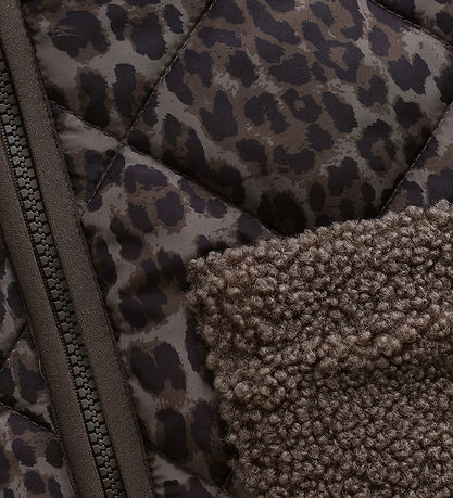 Minymo Jacket - Chocolate Chip w. Leopard Print