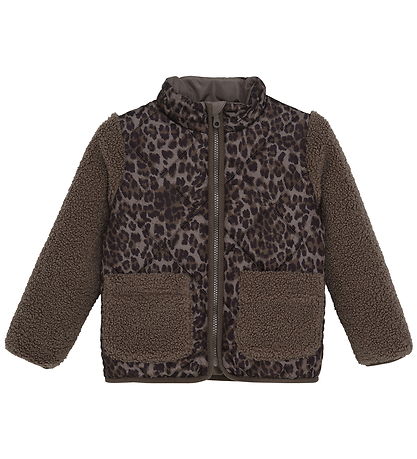 Minymo Jacket - Chocolate Chip w. Leopard Print