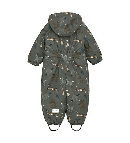 Minymo Flyverdragt - Dark Gull Grey m. Print