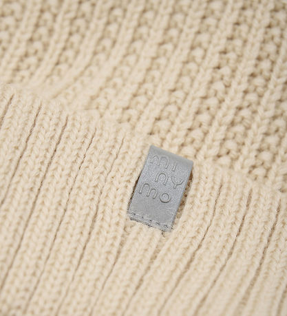 Minymo Hue m. Fleece - Uld/Akryl - Sandshell m. Kvast