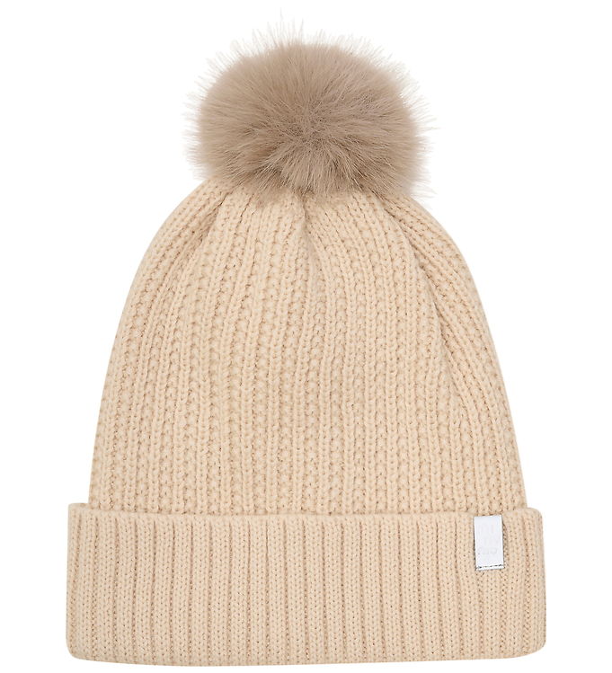 Minymo Hue m. Fleece - Uld/Akryl - Sandshell m. Kvast