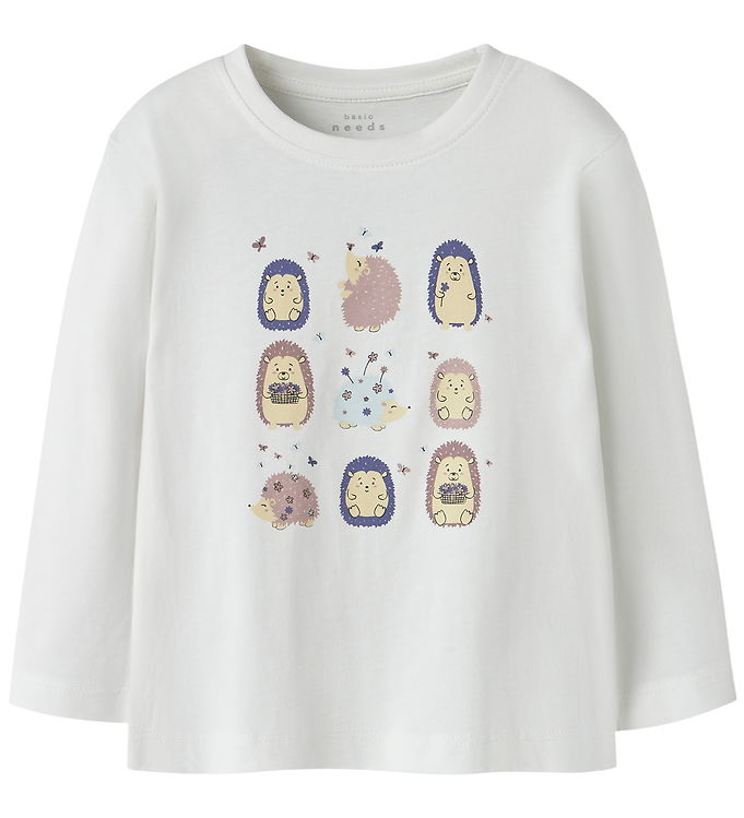 NAME IT Langærmet Bluse Veen Bright White Hedgehogs