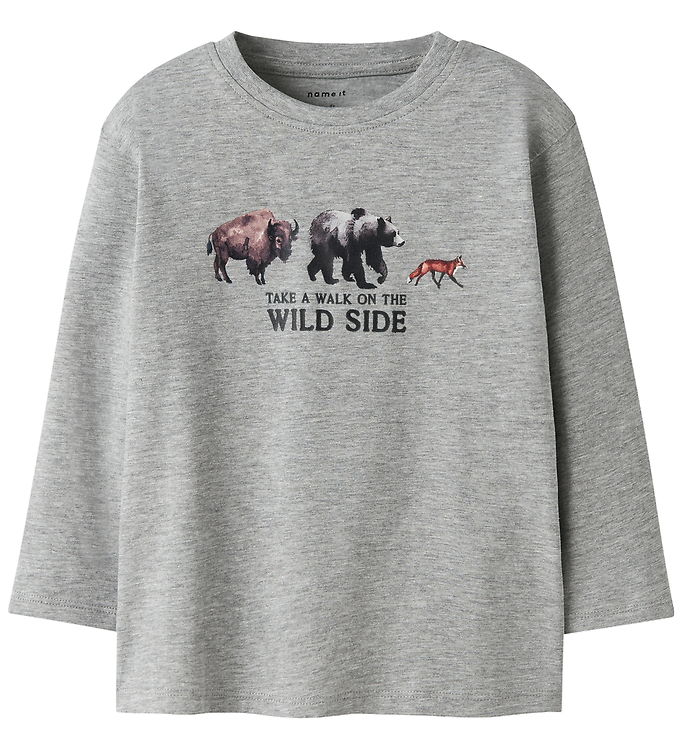 Name It Bluse - NmmOris - Gråmeleret m. Dyr
