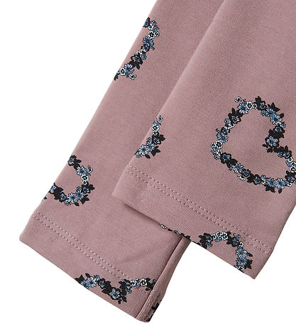 Name It Leggings m. Fleece - NmfOlukria - Toadstool m. Hjerter