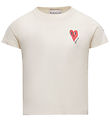 Moncler T-shirt - Cream m. Hjerte Moncler T-shirt - Cream m. Hjerte