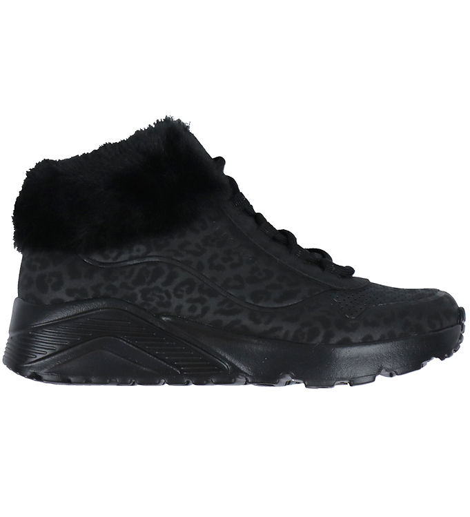 Skechers Vinterstøvler - Uno Lite Cozy Leopard - Sort