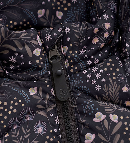 Color Kids Dynejakke - Quilt - Phantom m. Blomster