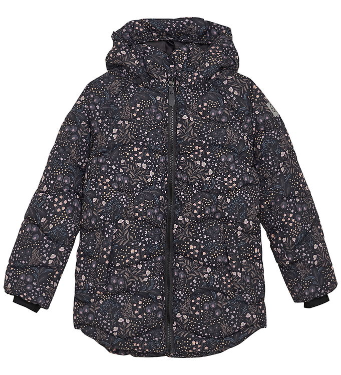 Color Kids Dynejakke - Quilt - Phantom m. Blomster