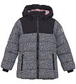 Color Kids Dynejakke - Quilt - Phantom m. Blomster Color Kids Dynejakke - Quilt - Phantom m. Blomster