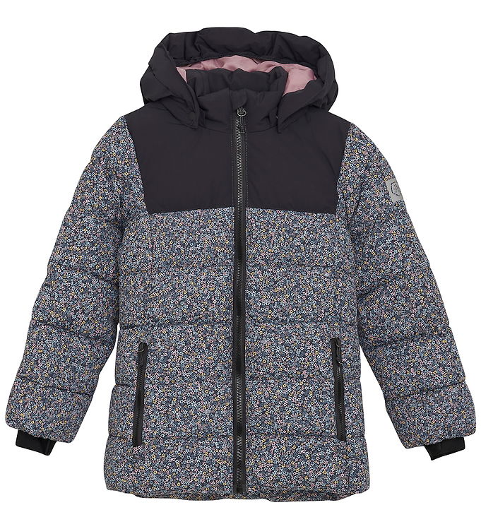 Color Kids Dynejakke - Quilt - Phantom m. Blomster