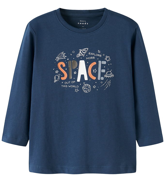NAME IT Langærmet Bluse Victor Insignia Blue Space