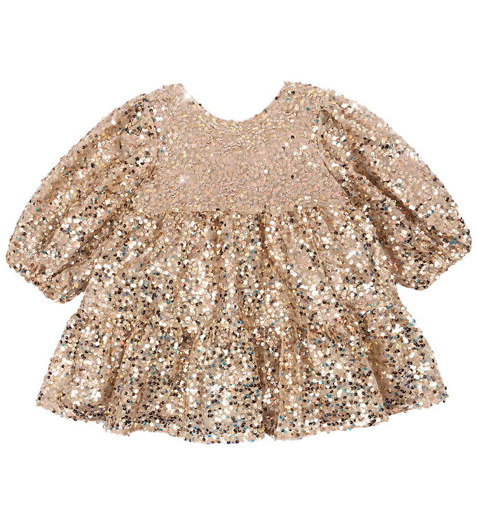 Konges Sløjd Kjole - Lila Sequins Bow - Gold Glitter