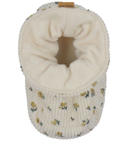 Melton Fløjlssko - Noos - Floral - Ecru