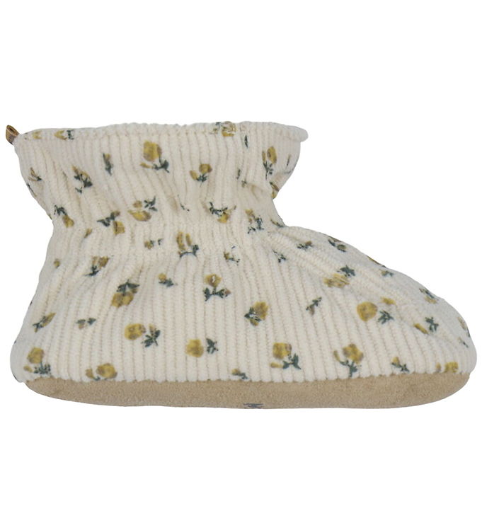 Melton Fløjlssko - Noos - Floral - Ecru