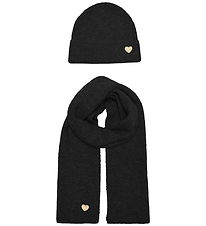 Kids Only Hue og Tørklæde - Strik - KogAvery - Black/Gold Heart Kids Only Hue og Tørklæde - Strik - KogAvery - Black/Gold Heart