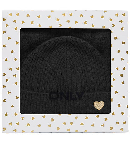 Kids Only Hue og Tørklæde - Strik - KogAvery - Black/Gold Heart Kids Only Hue og Tørklæde - Strik - KogAvery - Black/Gold Heart