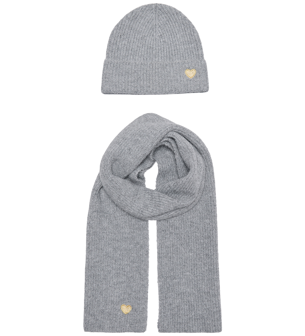 Kids Only Mütze und Schal - Strick - KogAvery - Light Grey Melan - Kids Only - One Size - Mützen