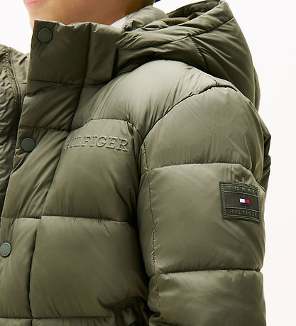 Tommy Hilfiger Dynejakke - Matt and Shine - Pewter Green Tommy Hilfiger Dynejakke - Matt and Shine - Pewter Green