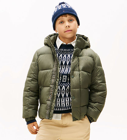 Tommy Hilfiger Dynejakke - Matt and Shine - Pewter Green Tommy Hilfiger Dynejakke - Matt and Shine - Pewter Green